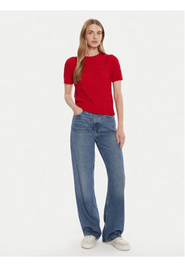 TOMMY HILFIGER - Tommy Hilfiger Sweter WW0WW45656 Czerwony Regular Fit. Kolor: czerwony. Materiał: bawełna