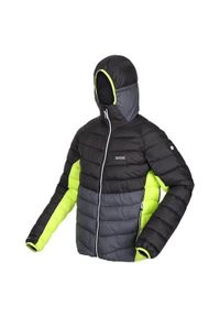 Kurtka uniwersalna męska Regatta Wanderjacke Harrock. Typ kołnierza: kaptur. Kolor: wielokolorowy, czarny, szary. Materiał: syntetyk