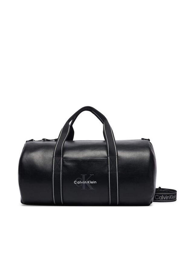 Calvin Klein Torba Bold Logo Webbing Weekender LV04D3461G Czarny. Kolor: czarny. Materiał: skóra