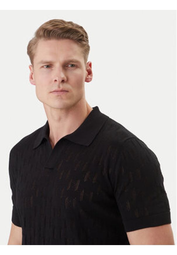 Karl Lagerfeld - KARL LAGERFELD Polo 655005 562301 Czarny Slim Fit. Typ kołnierza: polo. Kolor: czarny. Materiał: bawełna