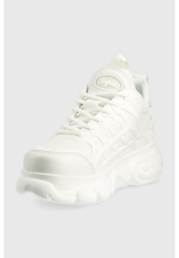 Buffalo sneakersy kolor biały. Nosek buta: okrągły. Zapięcie: sznurówki. Kolor: biały. Obcas: na platformie