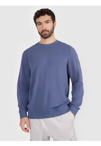 4f - 4F Bluza dresowa nierozpinana bez kaptura męska - niebieska XXL. Okazja: na co dzień. Typ kołnierza: bez kaptura. Kolor: niebieski. Materiał: dresówka. Wzór: gładki, ze splotem. Styl: klasyczny, casual, sportowy #1