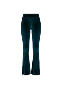 Urban Classics - Legginsy Damskie Velvet Z Wysoką Talią Bootcut. Kolor: niebieski