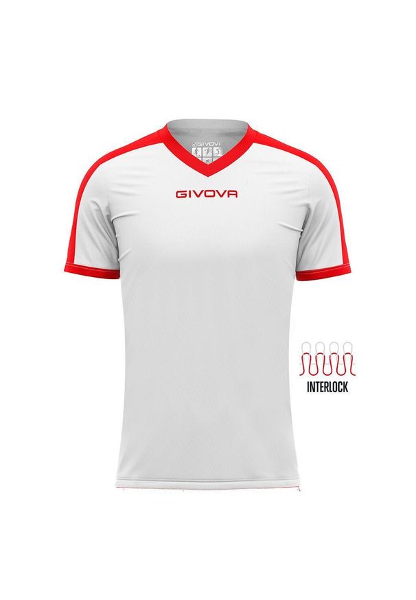 Koszulka piłkarska dla dorosłych Givova Revolution Interlock. Kolor: czerwony, wielokolorowy, biały. Sport: piłka nożna