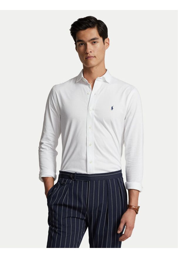 Polo Ralph Lauren Koszula 710899386001 Biały Slim Fit. Typ kołnierza: polo. Kolor: biały. Materiał: bawełna