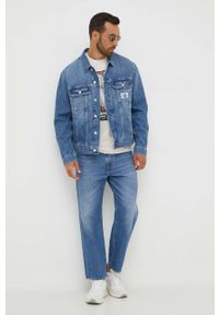 Calvin Klein Jeans kurtka jeansowa męska kolor niebieski przejściowa oversize. Kolor: niebieski. Materiał: bawełna, denim #6
