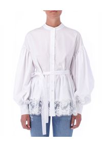 Ermanno Firenze - ERMANNO FIRENZE - Biała koszula z koronką. Kolor: biały. Materiał: koronka. Długość: długie. Wzór: koronka. Styl: elegancki #1