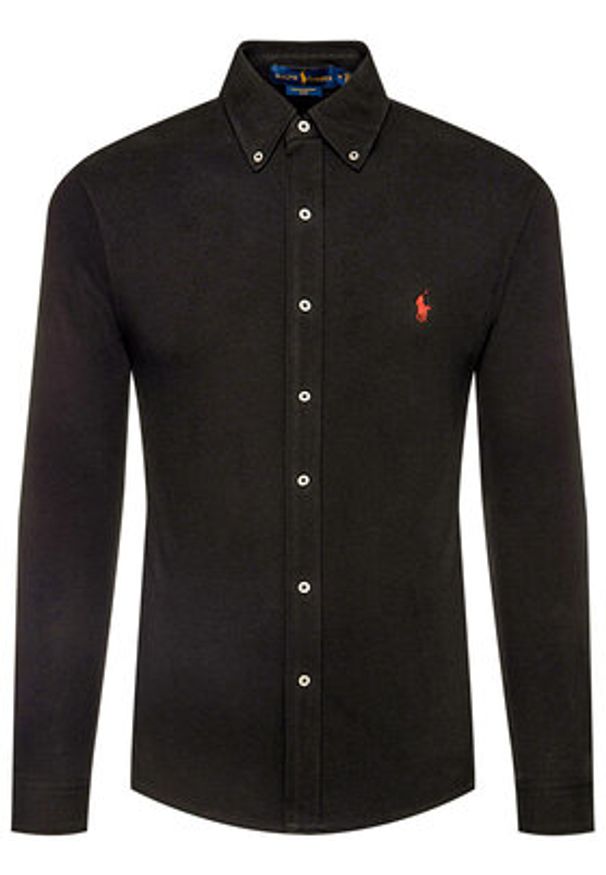 Polo Ralph Lauren Koszula Bsr 710772288 Czarny Slim Fit. Typ kołnierza: polo. Kolor: czarny. Materiał: bawełna