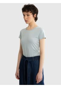 Big-Star - Koszulka damska z bawełny supima błękitna Supiclassica 400. Kolor: niebieski. Materiał: bawełna. Długość: długie. Wzór: aplikacja. Styl: wakacyjny