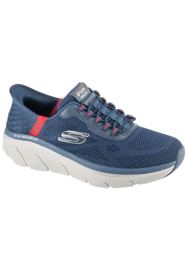 skechers - Buty sportowe Sneakersy męskie, Slip-ins: D'Lux Walker 2.0 - Rezinate. Kolor: niebieski. Sport: turystyka piesza