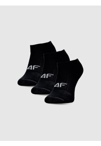 4f - 4F Skarpetki casual za kostkę (3-pack) chłopięce - czarne 32-34. Kolor: czarny. Materiał: bawełna, włókno, materiał, poliamid, elastan
