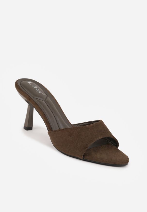 Born2be - Zielone Klapki na Lakierowanej Szpilce Felesh. Okazja: na co dzień. Kolor: zielony. Materiał: lakier. Styl: casual, klasyczny, elegancki