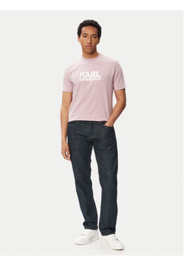 Karl Lagerfeld - KARL LAGERFELD T-Shirt 755780 563235 Różowy Regular Fit. Typ kołnierza: dekolt w karo. Kolor: różowy. Materiał: bawełna