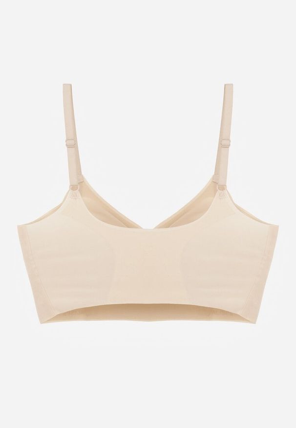 Renee - Beżowy Elastyczny Biustonosz Bezszwowy Bez Fiszbin Edaelia. Kolor: beżowy. Materiał: jeans