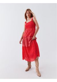 Desigual Sukienka codzienna Ely 23SWVW20 Czerwony Regular Fit. Okazja: na co dzień. Kolor: czerwony. Materiał: bawełna. Typ sukienki: proste. Styl: casual