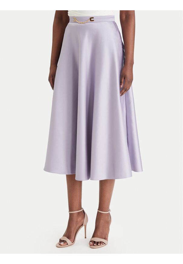 Elisabetta Franchi Spódnica midi GO-156-61E2-V320 Fioletowy Regular Fit. Kolor: fioletowy. Materiał: syntetyk