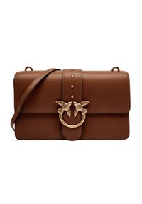 Pinko - PINKO Brązowa skórzana damska torebka listonoszka Love One Classic ST.. Kolor: brązowy. Materiał: skórzane. Styl: elegancki, casual #4