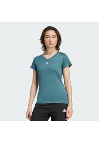 Adidas - Koszulka AEROREADY Train Essentials Minimal Branding V-Neck. Typ kołnierza: dekolt w serek. Kolor: biały, wielokolorowy, niebieski. Materiał: materiał