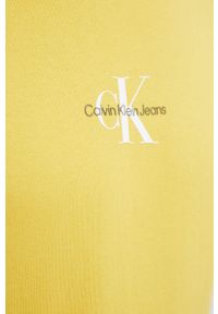 Calvin Klein Jeans bluza bawełniana J30J319698.PPYY męska kolor żółty z kapturem z nadrukiem. Typ kołnierza: kaptur. Kolor: żółty. Materiał: bawełna. Wzór: nadruk #3
