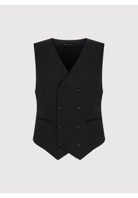 Pako Lorente - PAKO LORENTE – Czarna dwurzędowa kamizelka męska. Okazja: na ślub cywilny, na wesele. Kolor: czarny. Styl: elegancki, młodzieżowy #5