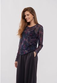 Volcano - Wzorzysta bluzka L-BAILA. Okazja: na co dzień. Kolor: czarny. Materiał: szyfon, materiał. Długość rękawa: na ramiączkach. Styl: casual, elegancki #1
