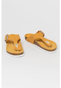 Birkenstock Japonki skórzane damskie kolor pomarańczowy na płaskim obcasie. Kolor: pomarańczowy. Materiał: skóra. Obcas: na obcasie. Wysokość obcasa: niski #4