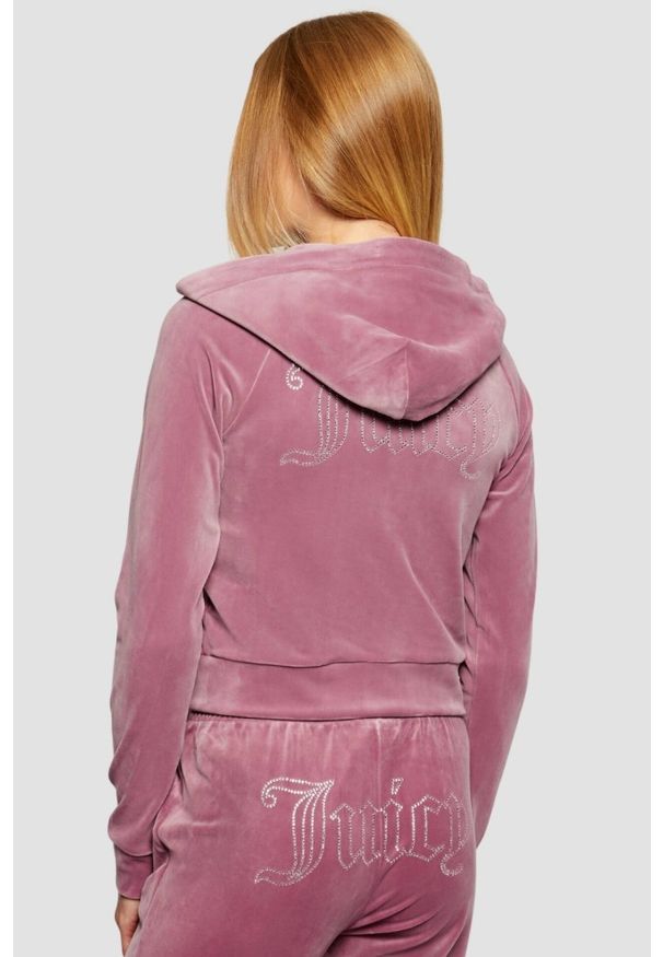 Juicy Couture - JUICY COUTURE Lawendowa bluza damska Madison Outline Hoodie, Rozmiar XS. Okazja: na co dzień. Kolor: fioletowy. Materiał: materiał. Styl: casual, klasyczny