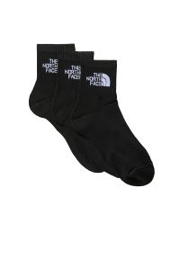 Skarpety The North Face Multi Sport Cush Quarter Sock 3P 0A882GJK31 - czarne. Kolor: czarny. Materiał: materiał, poliester, elastan, poliamid. Wzór: napisy, aplikacja