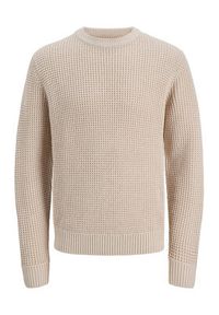 Jack & Jones Sweter Global 12287594 Beżowy Regular Fit. Kolor: beżowy. Materiał: syntetyk, bawełna #5