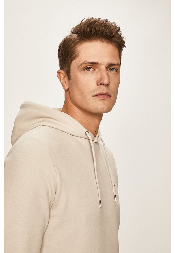 Premium by Jack&Jones - Bluza. Okazja: na co dzień. Typ kołnierza: kaptur. Kolor: szary. Materiał: dzianina. Wzór: gładki. Styl: casual