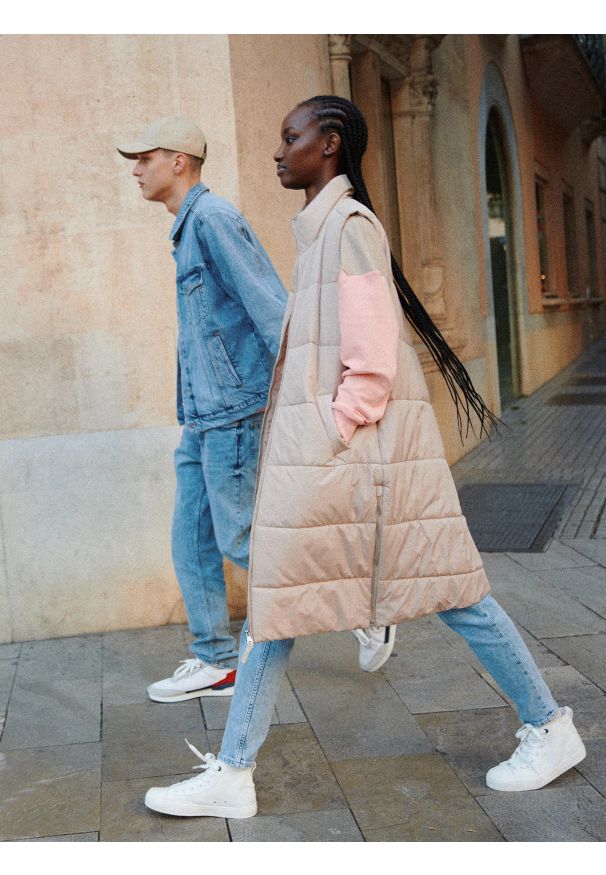 Big-Star - Kamizelka damska pikowana beżowa Nemuna 801. Kolor: beżowy