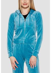 Juicy Couture - JUICY COUTURE Niebieska damska bluza Madison, Rozmiar L. Okazja: na co dzień. Kolor: niebieski. Materiał: materiał. Styl: klasyczny, casual #1