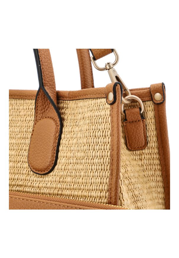 Hispanitas - Brązowa Elegancka Damska Torebka W Stylu Boho. Kolor: brązowy. Sezon: lato. Materiał: skórzane. Styl: elegancki, boho. Rodzaj torebki: na ramię