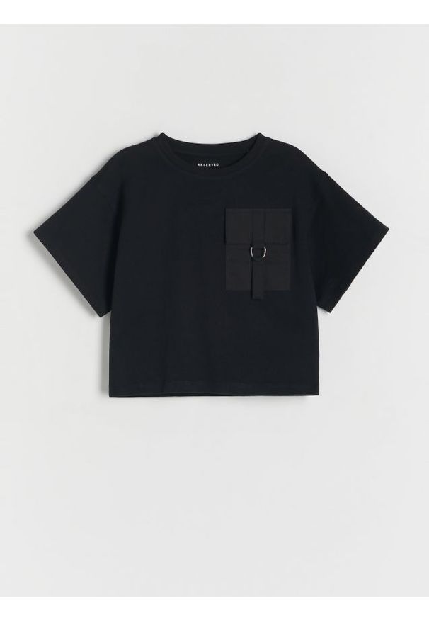 Reserved - T-shirt z kieszenią - czarny. Kolor: czarny. Materiał: bawełna