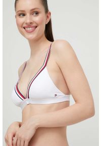 TOMMY HILFIGER - Tommy Hilfiger biustonosz kąpielowy kolor biały lekko usztywniona miseczka. Kolor: biały. Materiał: materiał #3