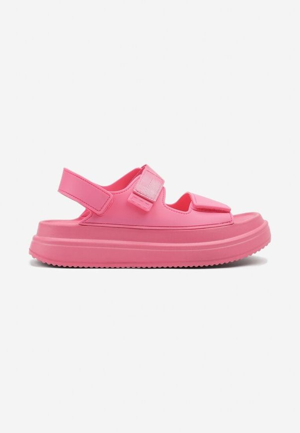 Born2be - Fuksjowe Sandały na Grubej Podeszwie Zapinane na Rzepy Olkio. Okazja: na co dzień. Zapięcie: rzepy. Kolor: różowy. Styl: elegancki, casual