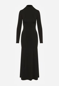 Renee - Czarna Koktajlowa Sukienka z Wiskozą i Półgolfem o Taliowanym Kroju Zozorina. Kolor: czarny. Materiał: wiskoza. Styl: wizytowy. Długość: midi #7