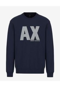 Armani Exchange - ARMANI EXCHANGE - Granatowa bluza z szarym logo. Kolor: niebieski. Materiał: materiał. Długość rękawa: długi rękaw. Długość: długie #5