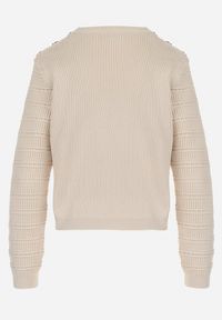 Born2be - Beżowy Klasyczny Sweter z Napami Tavai. Kolor: beżowy. Długość rękawa: długi rękaw. Długość: długie. Styl: klasyczny #6