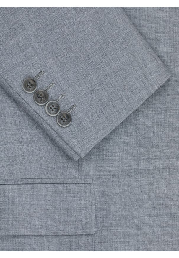 Pako Lorente - PAKO LORENTE - Gładka szara marynarka garniturowa. Okazja: na spotkanie biznesowe. Kolor: szary. Materiał: poliester, wełna. Wzór: gładki. Sezon: jesień. Styl: biznesowy