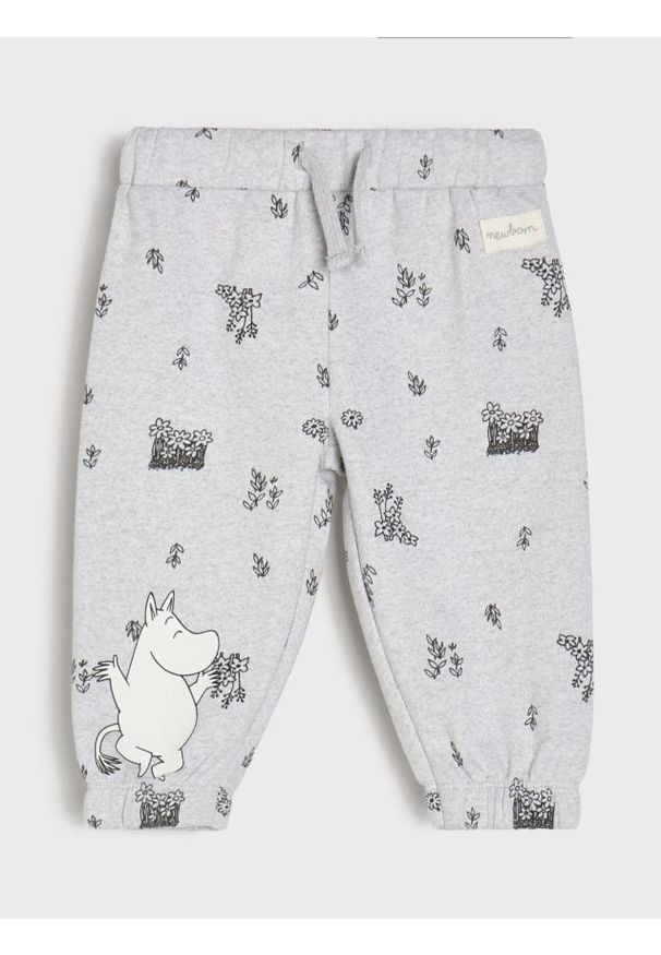 Sinsay - Spodnie dresowe jogger Moomin - szary. Kolor: szary. Materiał: dresówka