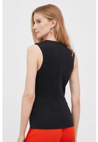 Calvin Klein bluzka damska kolor czarny. Kolor: czarny. Materiał: poliester, dzianina. Wzór: gładki. Styl: klasyczny #4