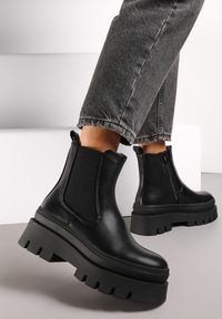 Born2be - Czarne Botki na Platformie z Protektorem Taride. Kolor: czarny. Obcas: na platformie