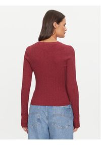 Tommy Jeans Kardigan Essential DW0DW18682 Różowy Slim Fit. Kolor: różowy. Materiał: syntetyk, bawełna #3