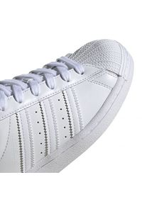 Adidas - Buty dla dzieci adidas Superstar J białe EF5399. Zapięcie: sznurówki. Kolor: biały. Materiał: skóra, guma. Szerokość cholewki: normalna. Model: Adidas Superstar #4
