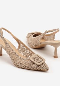Renee - Ciemnobeżowe Sandały na Kaczuszce Typu Slingback z Klamrą Talimea. Zapięcie: klamry. Kolor: beżowy. Sezon: lato, wiosna. Obcas: na szpilce. Styl: elegancki #6