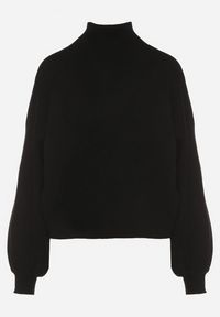 Born2be - Czarny Golf z Bufiastymi Rękawami Wedelia. Okazja: na co dzień. Typ kołnierza: golf. Kolor: czarny. Materiał: jeans. Styl: casual, elegancki, klasyczny #3