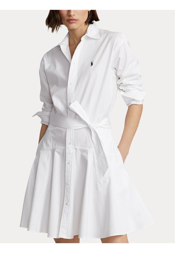 Polo Ralph Lauren Sukienka codzienna 211903189002 Biały Regular Fit. Okazja: na co dzień. Typ kołnierza: polo. Kolor: biały. Materiał: bawełna. Typ sukienki: proste. Styl: casual