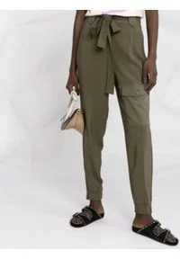 TwinSet - Spodnie materiałowe ze ściągaczami Twinset. Kolor: brązowy. Materiał: materiał. Styl: klasyczny