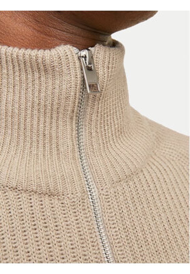 Jack & Jones Sweter Pannel 12258473 Beżowy Regular Fit. Kolor: beżowy. Materiał: syntetyk, bawełna